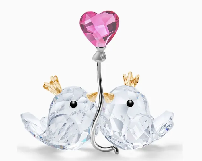 Swarovski Crystal Jewellery Love Birds, Pink Heart