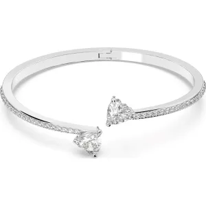 Swarovski Jewellery Swarovski Attract Rhodium Plated White Crystal Heart Bangle