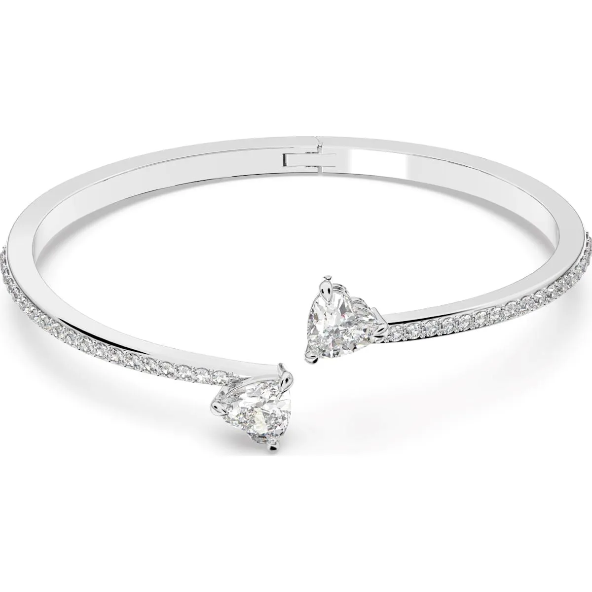 Swarovski Jewellery Swarovski Attract Rhodium Plated White Crystal Heart Bangle