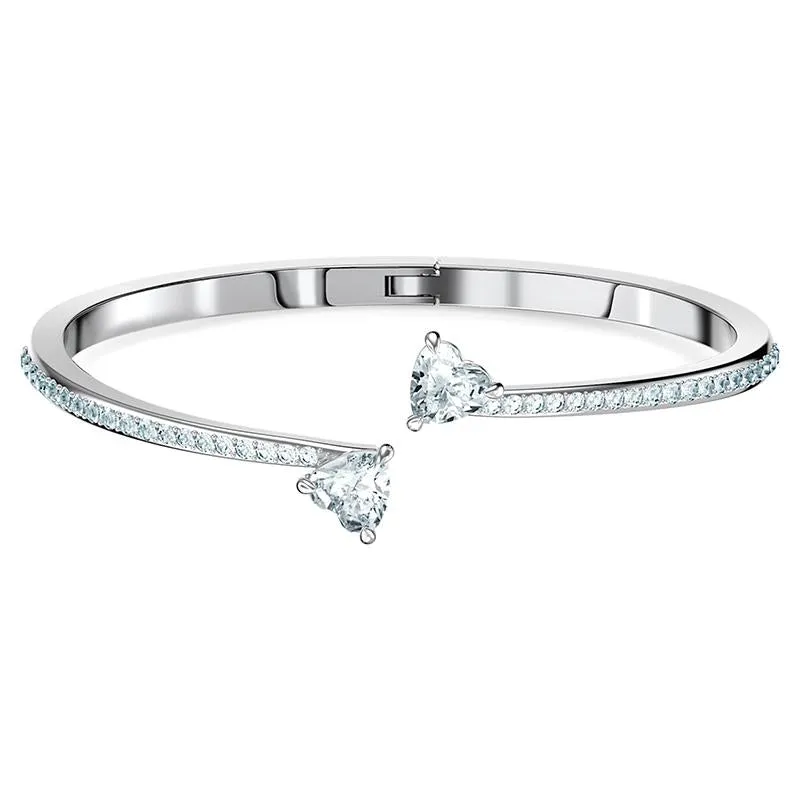 Swarovski Jewellery Swarovski Attract Soul Crystal Heart White Rhodium Plated Bangle