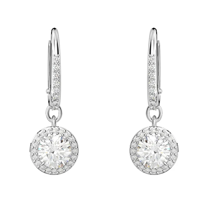 Swarovski Jewellery Swarovski Constella Rhodium Plated White Crystal Pave Drop Earrings