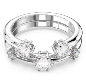 Swarovski Jewellery Swarovski Constella Rhodium Plated White Crystal Two Piece Ring Set - Size 50