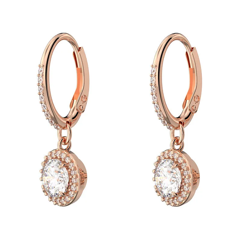 Swarovski Jewellery Swarovski Constella Rose Gold Tone Plated White Crystal Pave Drop Earrings