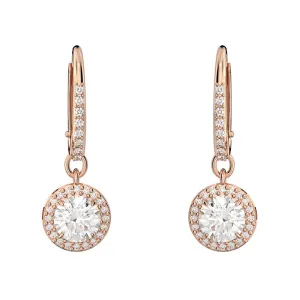Swarovski Jewellery Swarovski Constella Rose Gold Tone Plated White Crystal Pave Drop Earrings