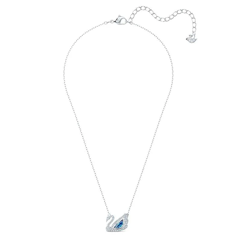 Swarovski Jewellery Swarovski Dancing Swan Blue Rhodium Plated Necklace
