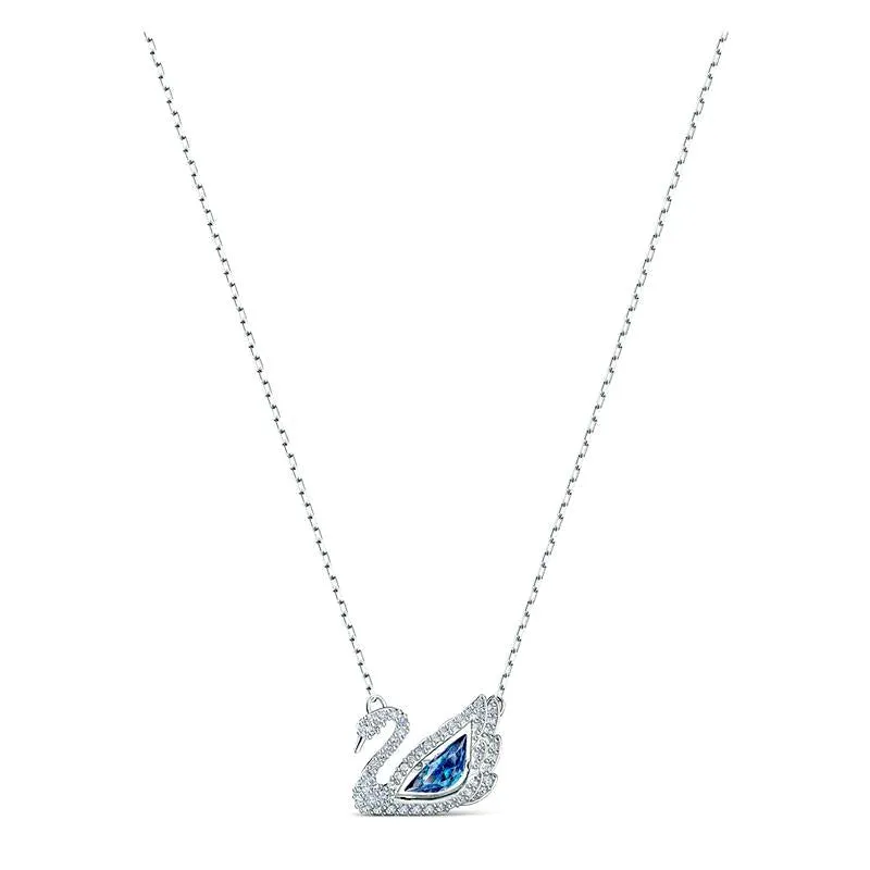 Swarovski Jewellery Swarovski Dancing Swan Blue Rhodium Plated Necklace