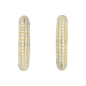 Swarovski Jewellery Swarovski Dextera Gold Tone Plated White Crystal Medium Hoop Earrings