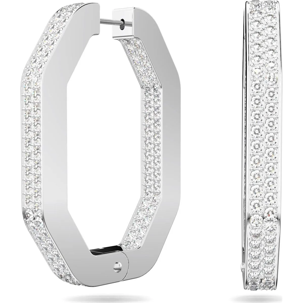 Swarovski Jewellery Swarovski Dextera Rhodium Plated White Crystal Links Hoop Earrings