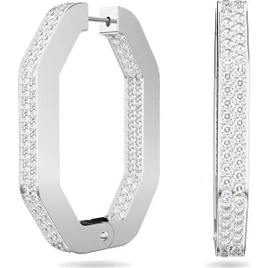Swarovski Jewellery Swarovski Dextera Rhodium Plated White Crystal Links Hoop Earrings
