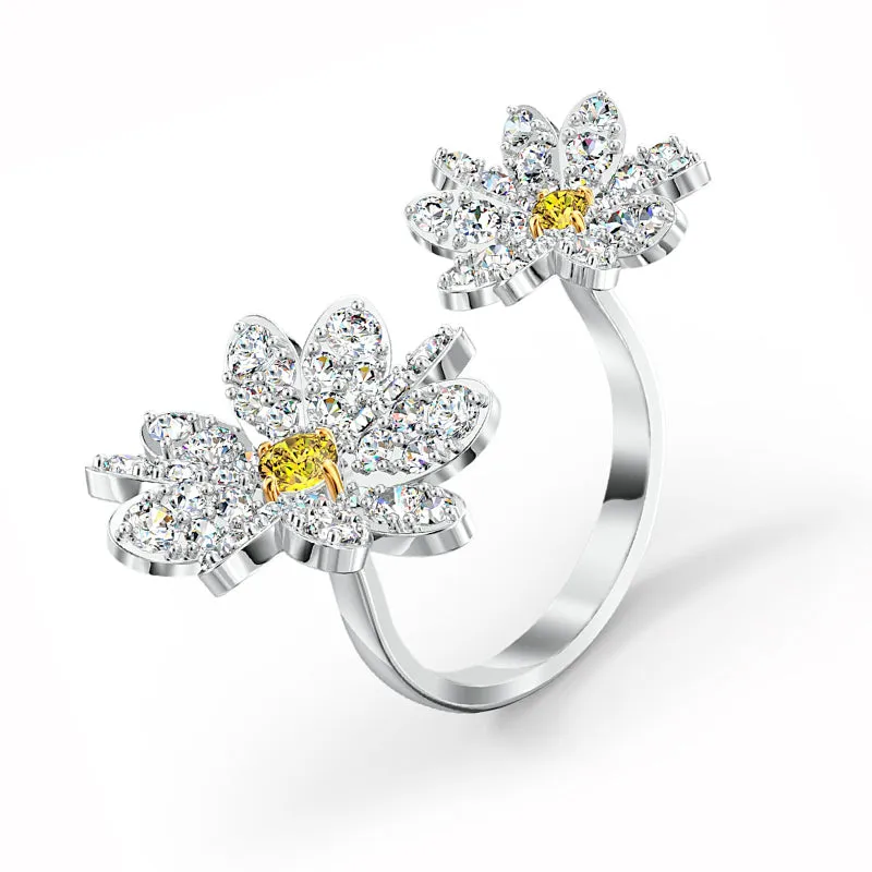 Swarovski Jewellery Swarovski Eternal Flower Rhodium Plated Crystal Open Ring D