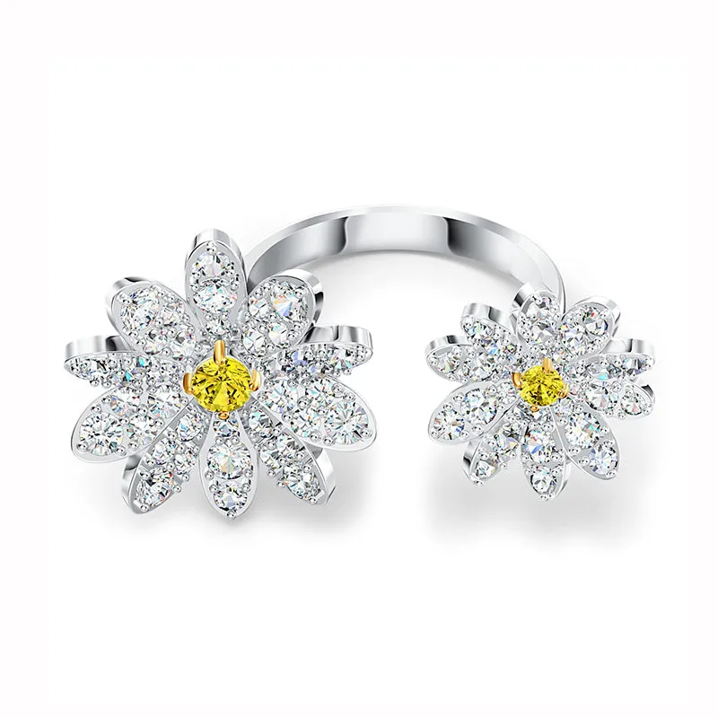Swarovski Jewellery Swarovski Eternal Flower Rhodium Plated Crystal Open Ring D