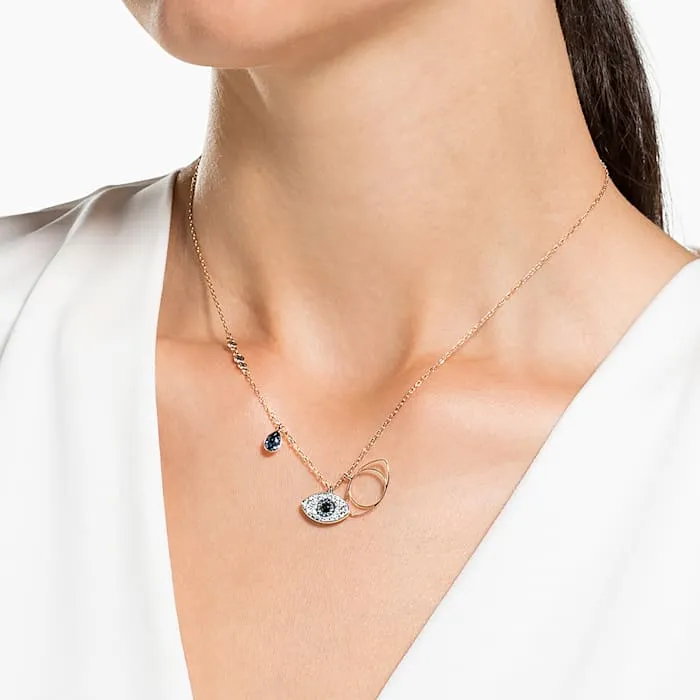 Swarovski Jewellery Swarovski Evil Eye Rhodium Rose Gold Blue Crystal Necklace