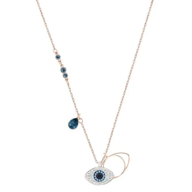 Swarovski Jewellery Swarovski Evil Eye Rhodium Rose Gold Blue Crystal Necklace