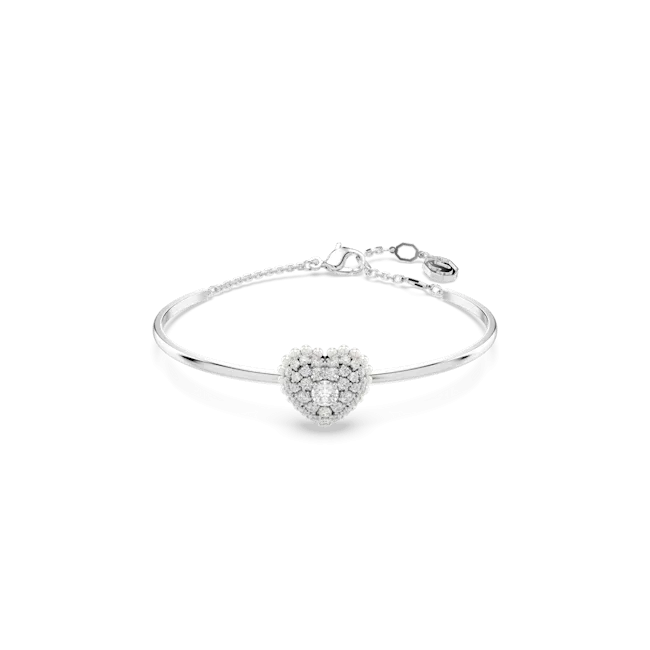 Swarovski Jewellery Swarovski Idyllia Rhodium Plated Crystal Heart Bangle