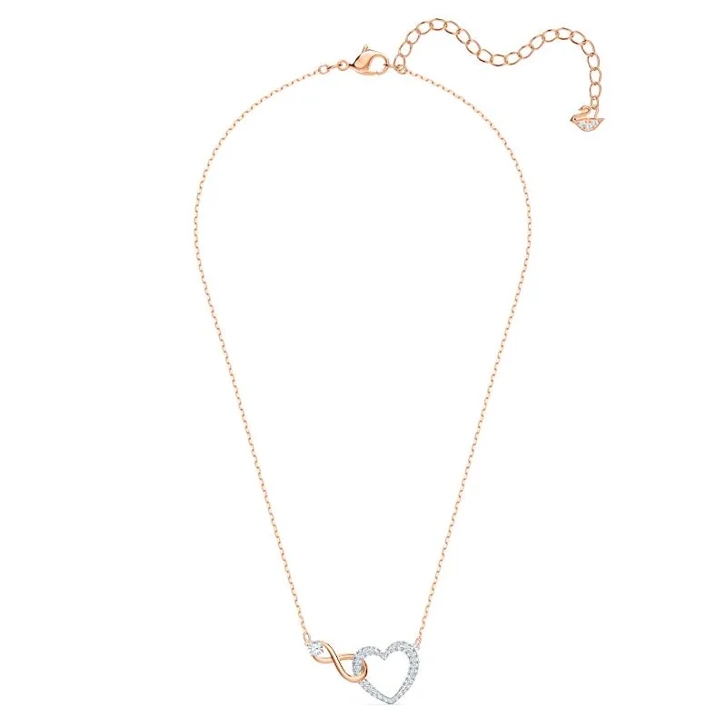 Swarovski Jewellery Swarovski Infinity Crystal Heart White Rose Gold Plated Necklace