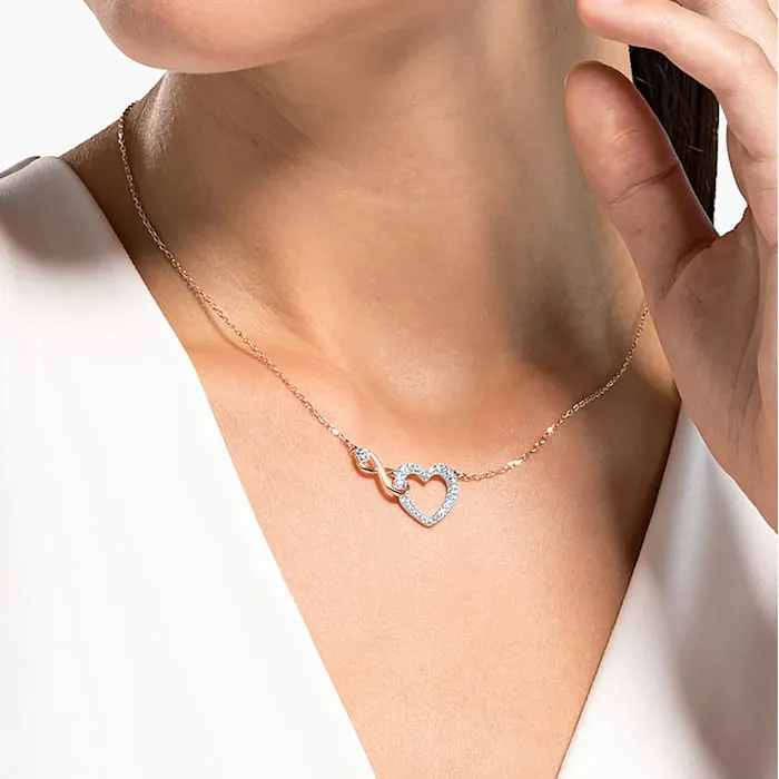 Swarovski Jewellery Swarovski Infinity Crystal Heart White Rose Gold Plated Necklace