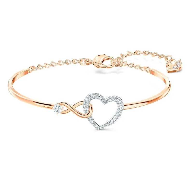 Swarovski Jewellery Swarovski Infinity Heart Crystal Rose Gold Plated Bangle