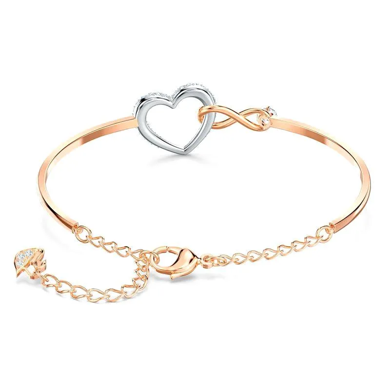 Swarovski Jewellery Swarovski Infinity Heart Crystal Rose Gold Plated Bangle