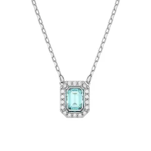 Swarovski Jewellery Swarovski Millenia Rhodium Plated Blue Crystal Octagon Cut Necklace