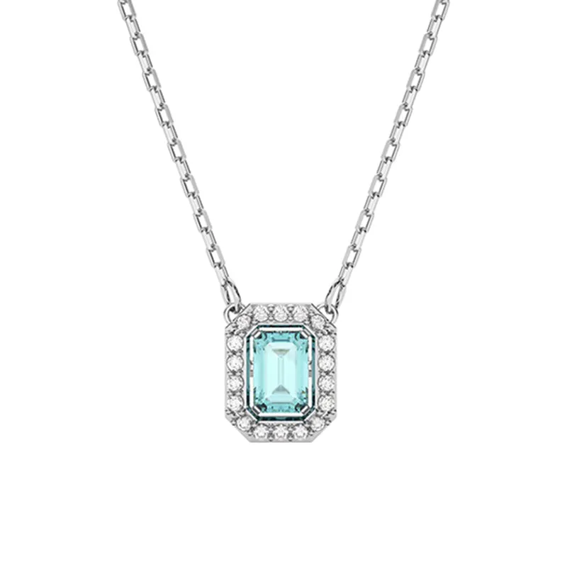 Swarovski Jewellery Swarovski Millenia Rhodium Plated Blue Crystal Octagon Cut Necklace