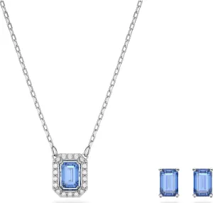 Swarovski Jewellery Swarovski Millenia Rhodium Plated Octagon Cut Blue Crystal Set