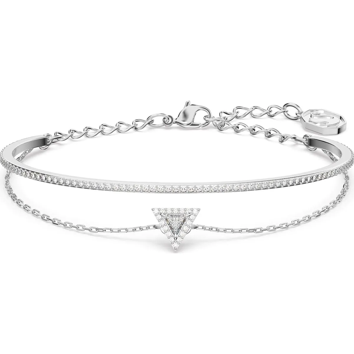 Swarovski Jewellery Swarovski Ortyx Rhodium Plated Small White Crystal Triangle Bracelet