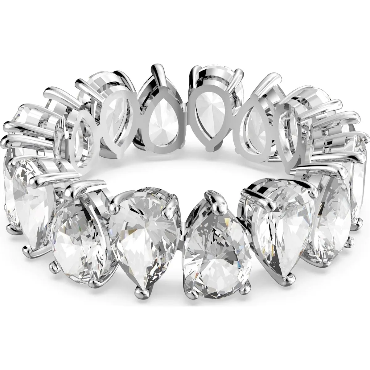Swarovski Jewellery Swarovski Rhodium Plated White Crystal Pear Cut Ring Size 50