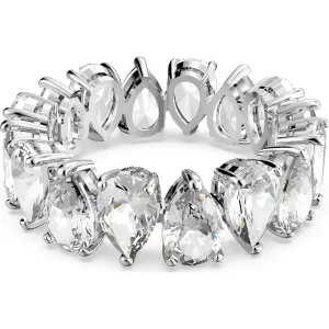 Swarovski Jewellery Swarovski Rhodium Plated White Crystal Pear Cut Ring Size 50