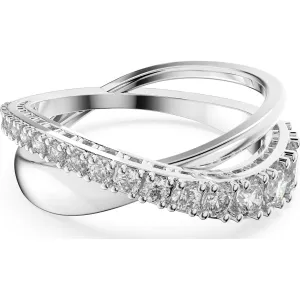 Swarovski Jewellery Swarovski Rhodium Plated White Crystal Twist Ring Size 50