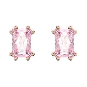 Swarovski Jewellery Swarovski Stilla Rose Gold Tone Plated Pink Crystal Cushion Cut Stud Earrings