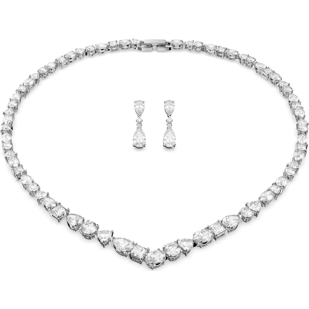 Swarovski Jewellery Swarovski Tennis Deluxe Rhodium Plated White Crystal Two Piece Set