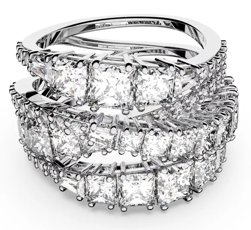 Swarovski Jewellery Swarovski Timeless Rhodium Plated White Crystal Twist Wrap Ring - Size 55