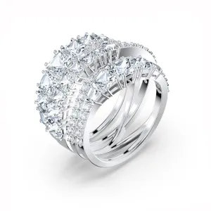 Swarovski Jewellery Swarovski Twist Rhodium Plated White Crystal Wrap Ring - Size 52