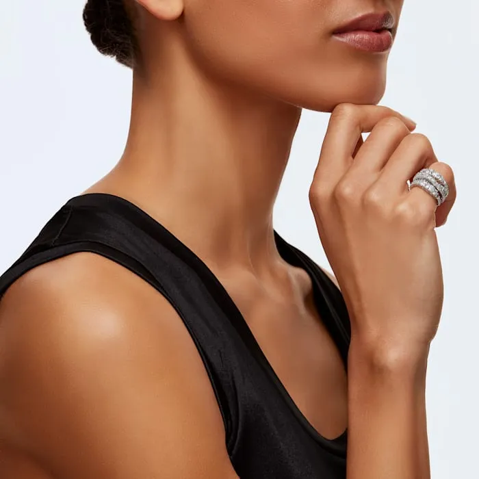 Swarovski Jewellery Swarovski Twist Rhodium Plated White Crystal Wrap Ring - Size 52