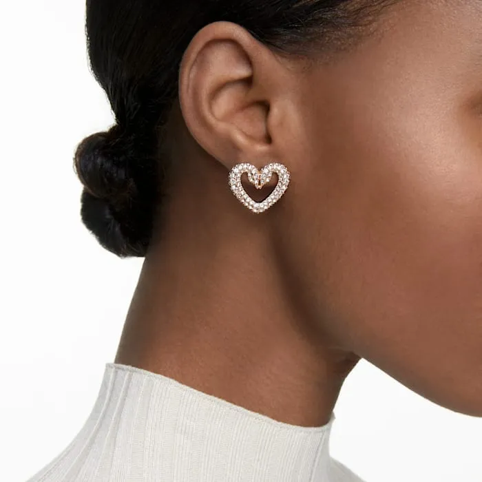 Swarovski Jewellery Swarovski Una Small Rose Gold Tone Plated Crystal Heart Stud Earrings