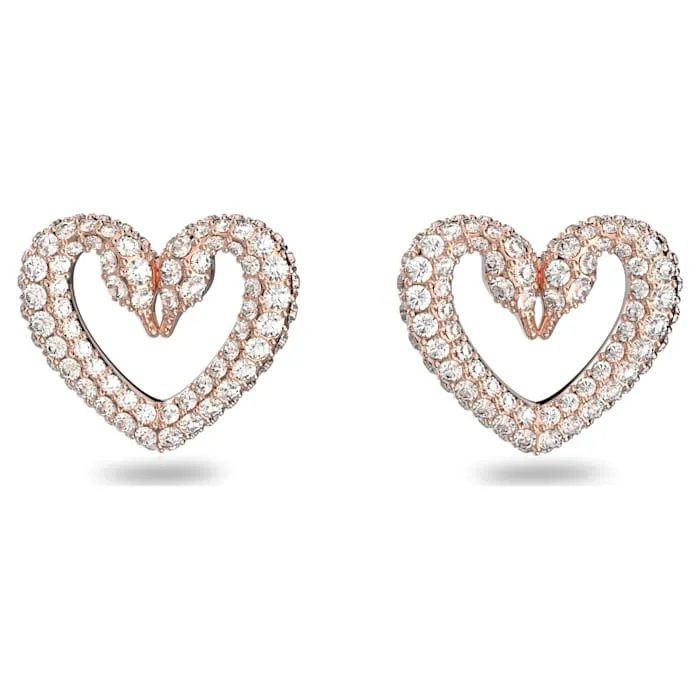 Swarovski Jewellery Swarovski Una Small Rose Gold Tone Plated Crystal Heart Stud Earrings