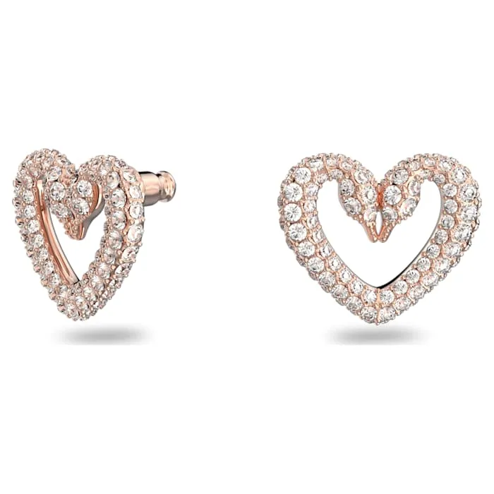 Swarovski Jewellery Swarovski Una Small Rose Gold Tone Plated Crystal Heart Stud Earrings