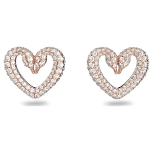 Swarovski Jewellery Swarovski Una Small Rose Gold Tone Plated Crystal Heart Stud Earrings