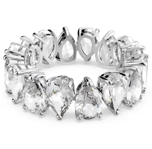 Swarovski Jewellery Swarovski Vittore Rhodium Plated White Crystal Drop Cut Ring - Size 52