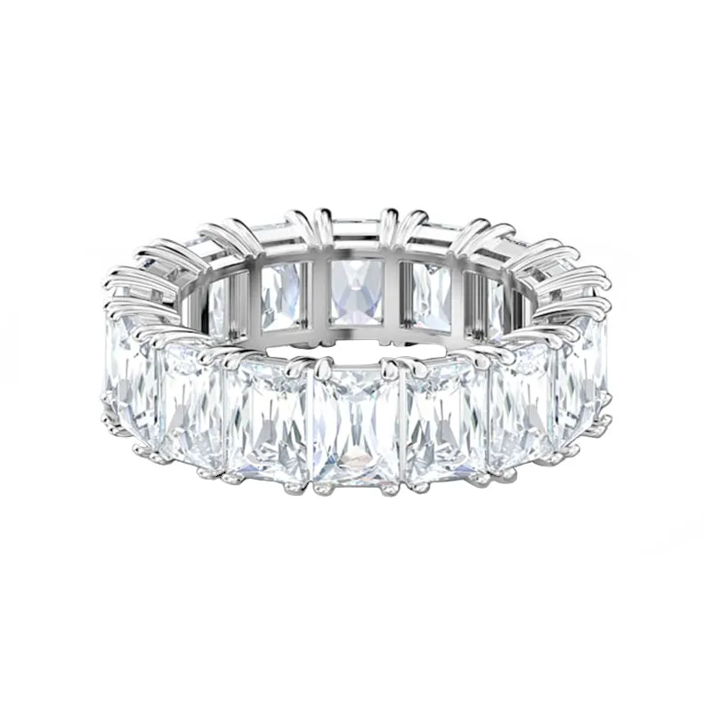 Swarovski Jewellery Swarovski Vittore Rhodium Plated White Crystal Ring Size 60