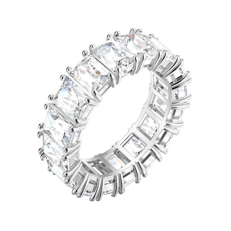 Swarovski Jewellery Swarovski Vittore Rhodium Plated White Crystal Ring Size 60