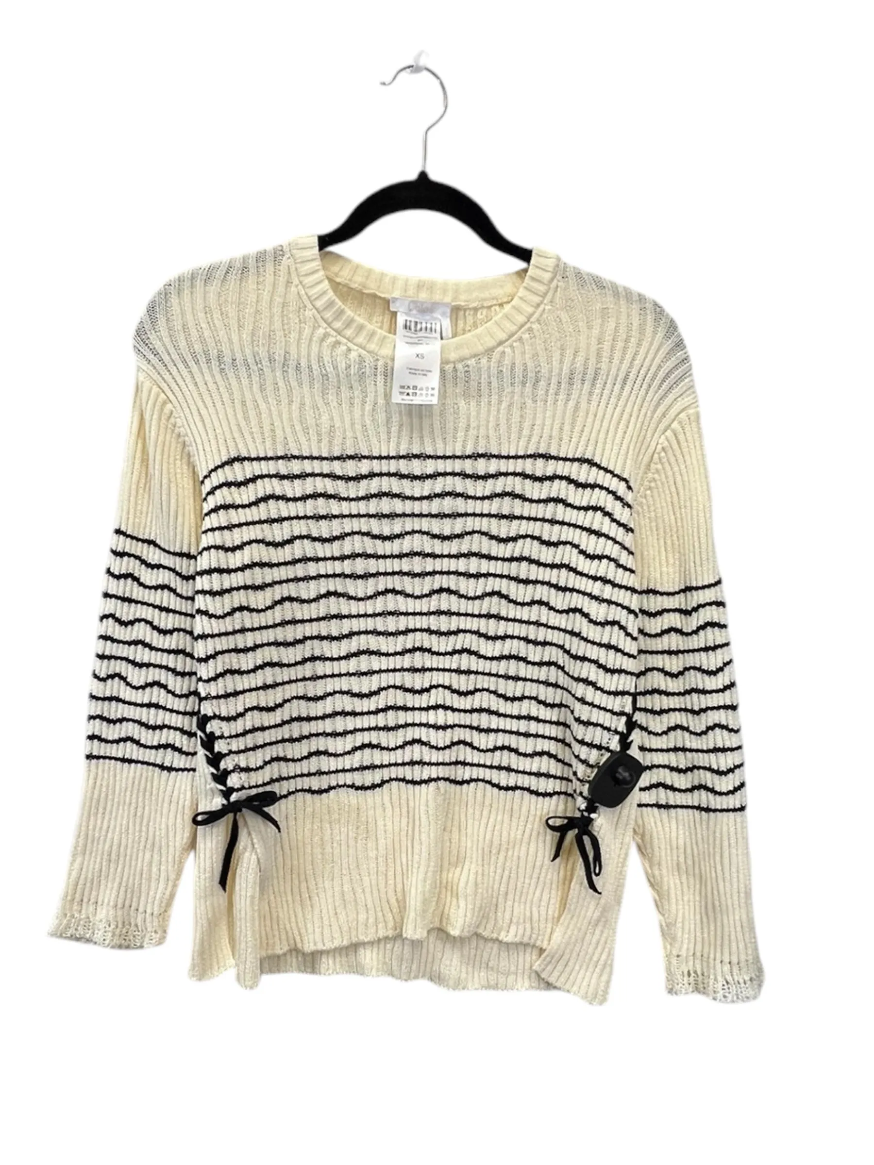 Sweater Designer By Chloe In Black & Cream, Size: Xs chloe