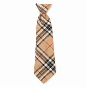 Tan Plaid Dog Necktie dog collar accessory,collar decor