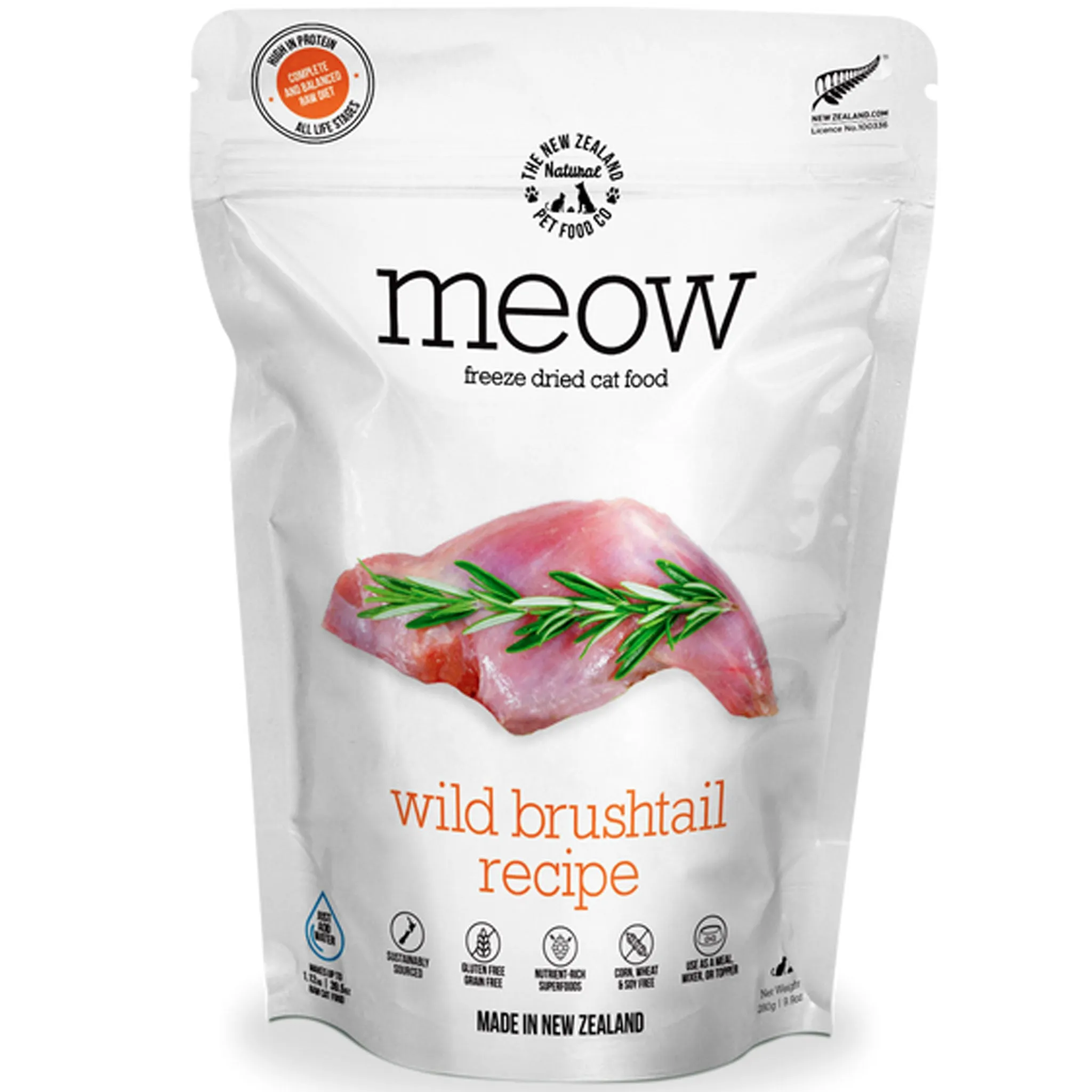 The New Zealand Natural Pet Food Co Meow Freeze-Dried Wild Brushtail Cat Treats crunchy cat treats, grain free cat treats