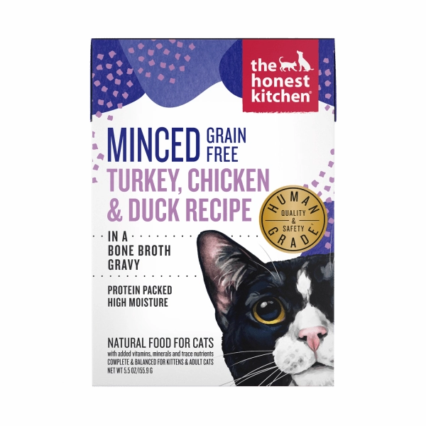 The Honest Kitchen Minced Grain Free Turkey, Chicken & Duck Recipe Wet Cat Food; Case of 12 (SPECIAL ORDER ITEM)
