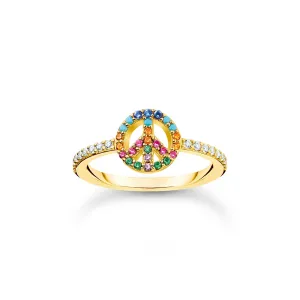 Thomas Sabo Jewellery Thomas Sabo Charm Club Gold Plated Sterling Silver Colourful Peace Ring