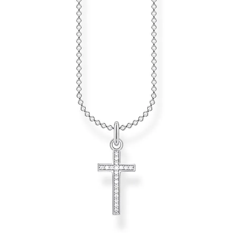 Thomas Sabo Jewellery Thomas Sabo Charm Club Sterling Silver Cross Pave Necklace