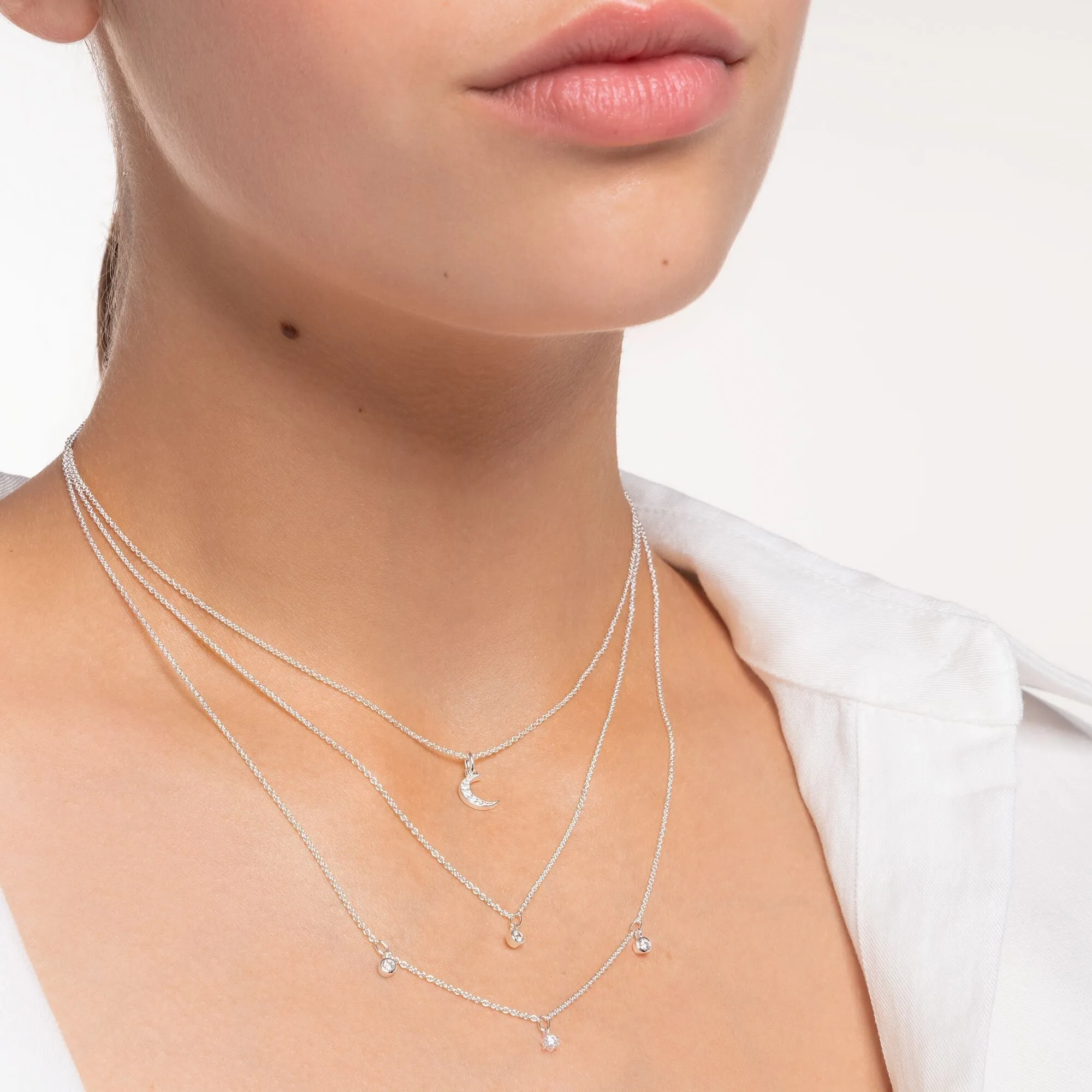 Thomas Sabo Jewellery Thomas Sabo Charm Club Sterling Silver Pave Moon Necklace