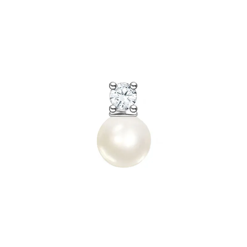 Thomas Sabo Jewellery Thomas Sabo Charm Club Sterling Silver Pearl and White Stone Single Stud Earring