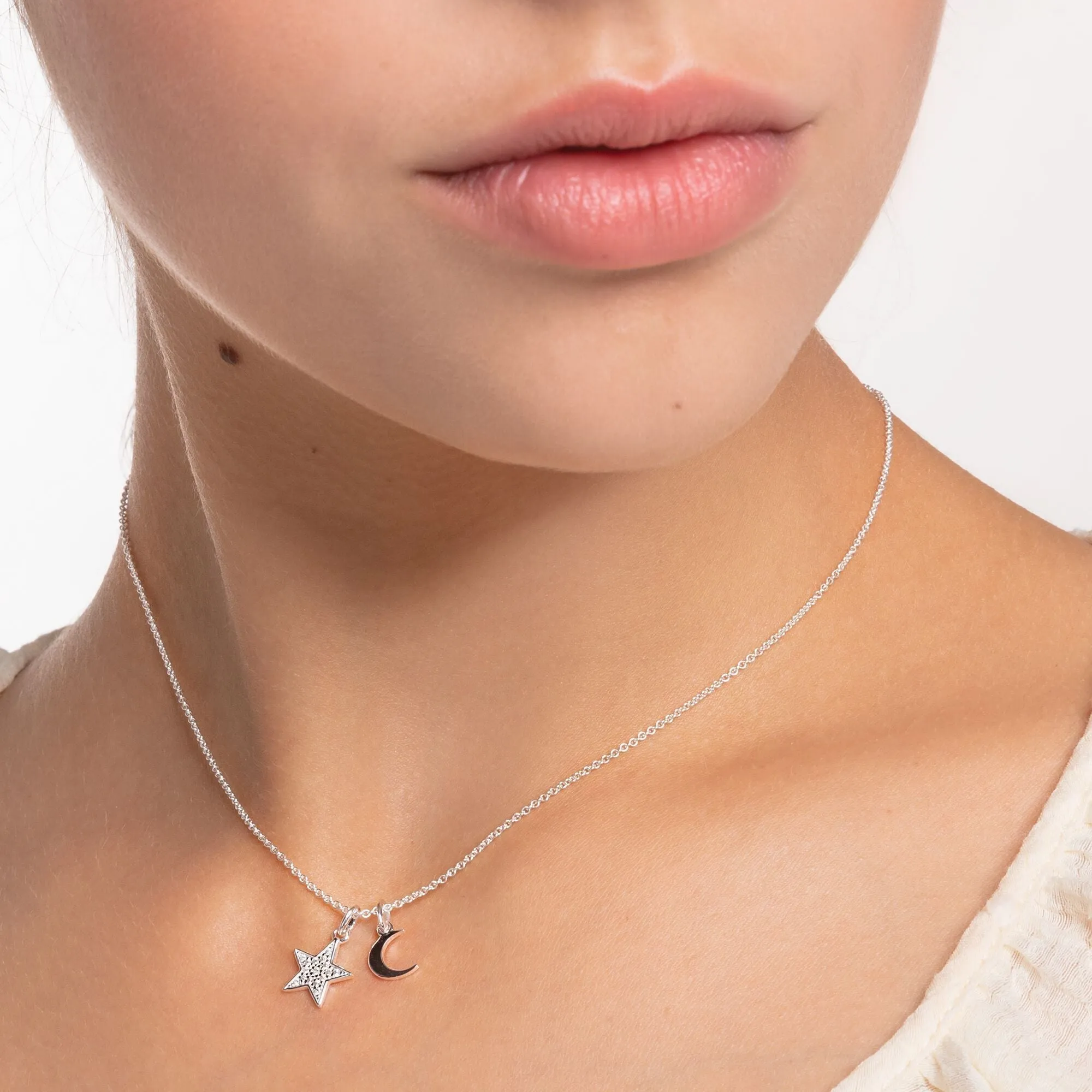 Thomas Sabo Jewellery Thomas Sabo Charm Club Sterling Silver Star Moon Necklace